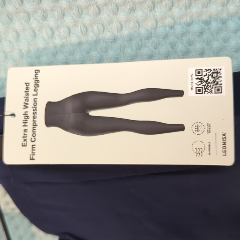 NWT Leonisa Sz S Extra High-Waisted Navy Blue Firm Compression Leggings - Picture 2 of 4